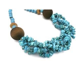 Handmade Artisan Necklace Genuine Turquoise Large Chunky 18"
